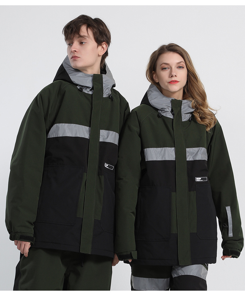 New snowsuit women's jacket warm clip cotton waterproof double board equipment reflective snowsuit men_voghion.com