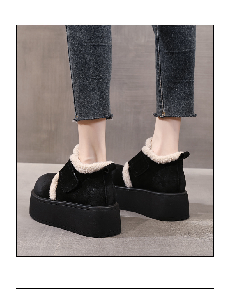 Giày boot nữ cổ cao tăng chiều cao đế dày lót nhung giữ ấm mùa đông — Màu đen chi tiết 19