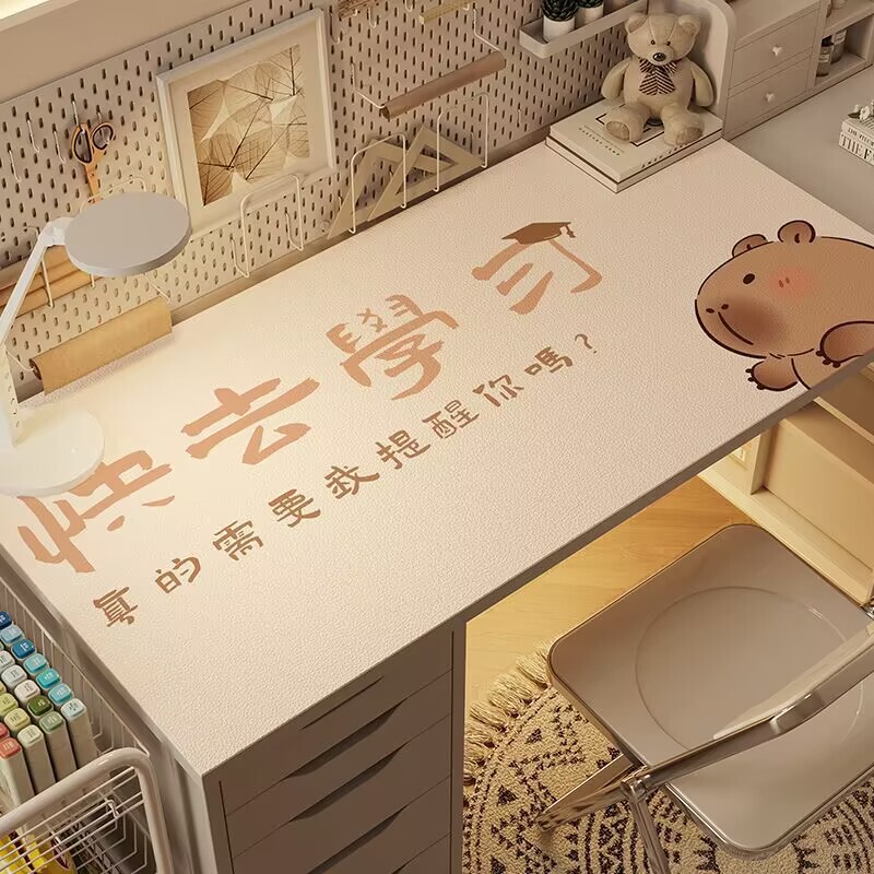 Kapibala 学生デスクマット漫画かわいい使い捨てレザーテーブルクロス耐油防水目の保護特別なデスクトップマット|undefined