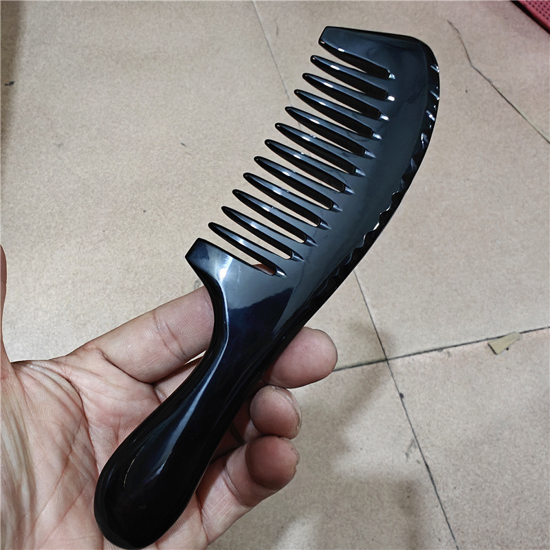 18-19.9cm 黒丸ハンドル水牛角細歯コーム実用的な角水牛角コームハンドハンドル丸ハンドルコーム|undefined