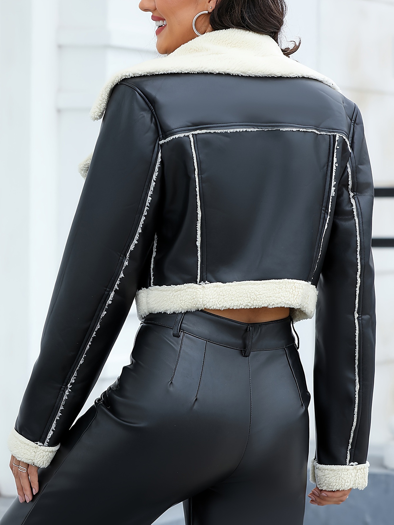 Damenbekleidung neue lässige vielseitige PU-Pelz-integrierte Damenjacke 0100 & archer0603 &_voghion.com