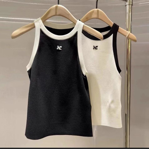 Retro sleeveless design crew neck knit sweater, summer thin pure desire temperament sweet colorful girl-like sweater