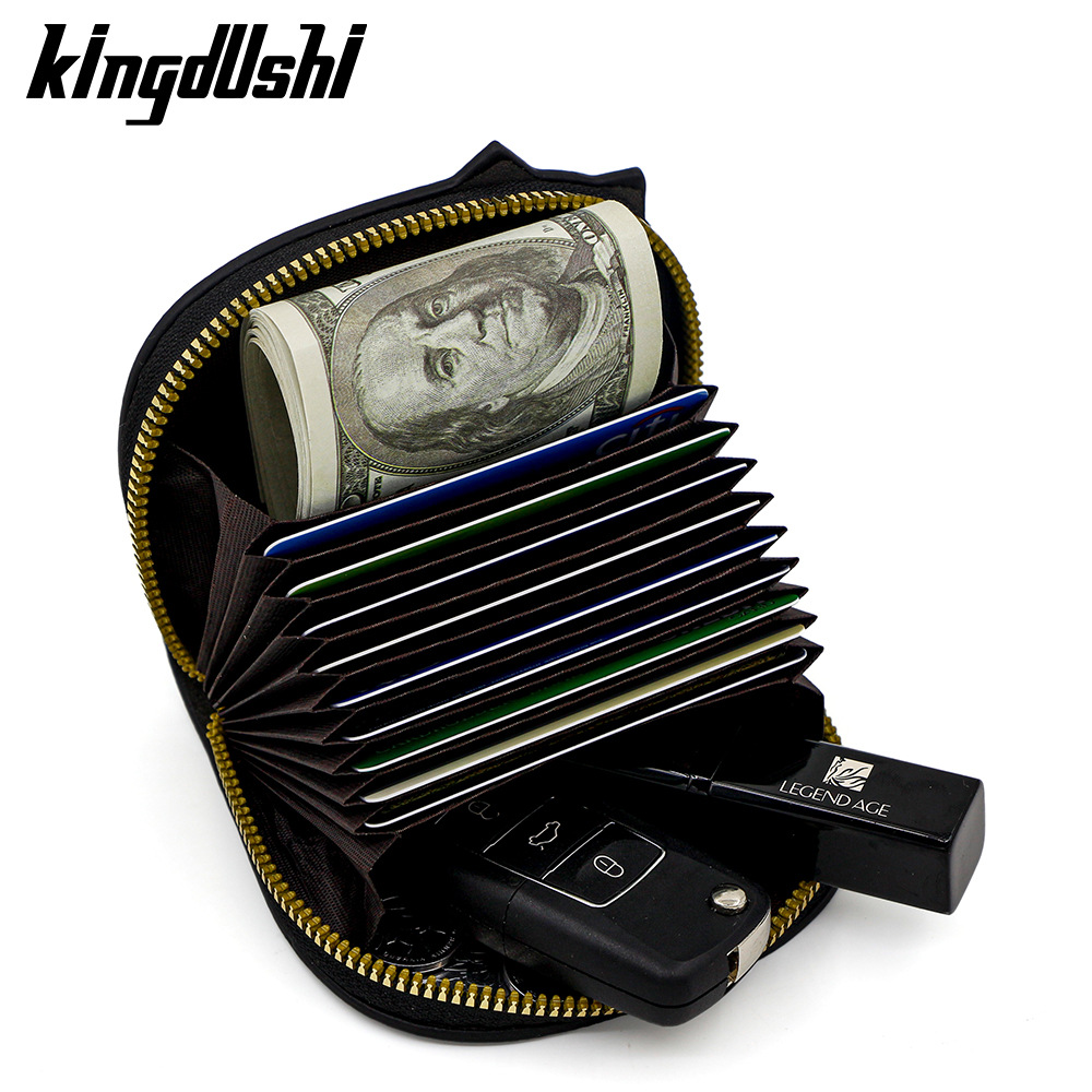 Nuevo litchi corta bolsa de tarjetas de órgano bolsa de certificados lindo gatito bolsa de tarjetas multi-tarjeta bolsa de cambio bolsa de cremallera