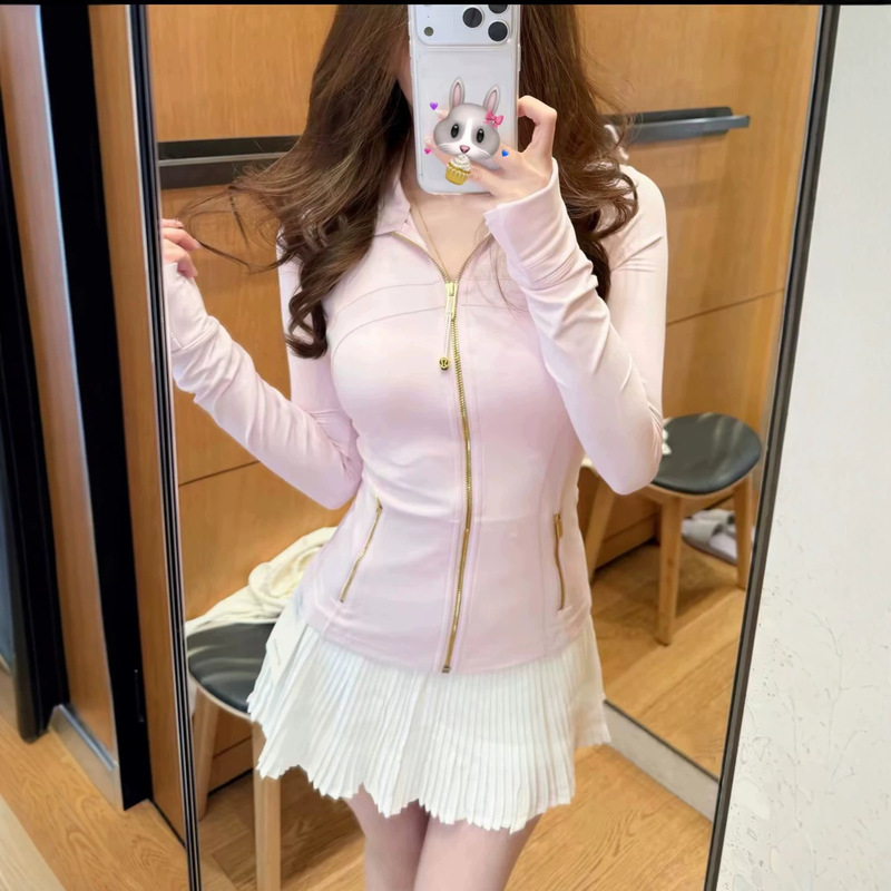 Cross-border e-commerce DF series, same style as Lulu, slim-fit, figure-flattering, waist-cinching jacket for women, suitable for spring and autumn, with a hood and a half-high collar Cross-border e-commerce DF series, same style as Lulu, slim-fit, figure-flattering, waist-cinching jacket for women, suitable for spring and autumn, with a hood and a half-high collar