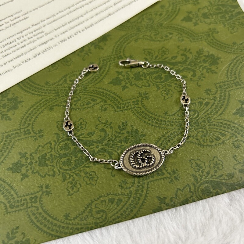 Original Manufacturer 925 Silver Bracelet, Gujia Twisted Oval Double g Bracelet, Unisex Retro Simple Bracelet Original Manufacturer 925 Silver Bracelet, Gujia Twisted Oval Double g Bracelet, Unisex Retro Simple Bracelet