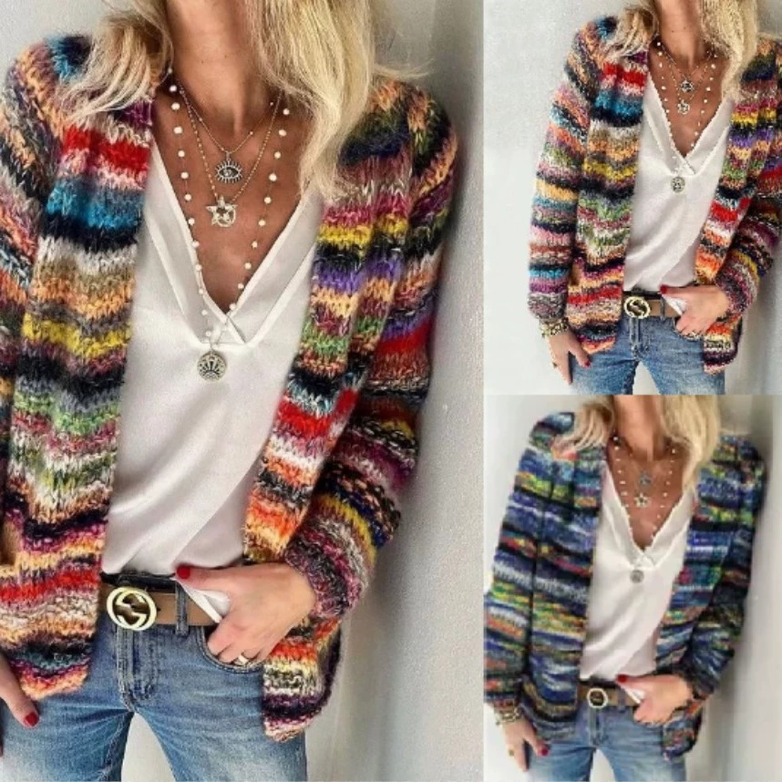 Весенне-осенний трансграничный кардиган с европейским и американским принтом, приталенная Повседневная Свободная куртка с принтом 2022 года