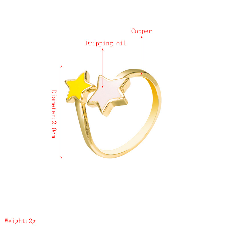 Fashion Contrast Color Oil Drop Five-pointed Star Open Ring display picture 1