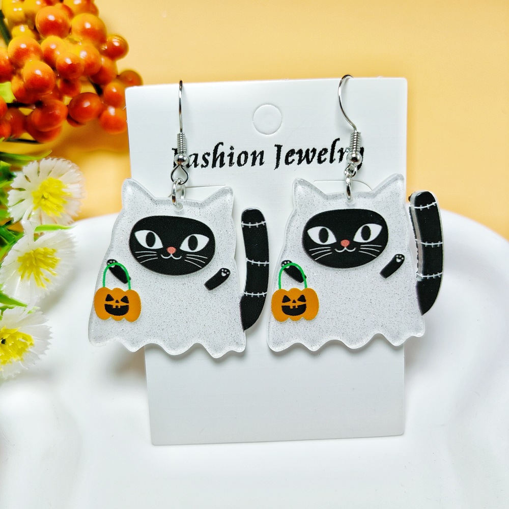 8g Weight 304 Stainless Steel Ear Needle Material Drop Earrings Classification 1 Pair Quantity Holiday, Daily Occasion Acrylic Material Halloween Festival Geometric, Pumpkin, Butterfly Pattern Women's Gender Casual, Simple Style Style 1 Pair Casual Simple Style Geometric Pumpkin Butterfly Arylic Drop Earrings 12