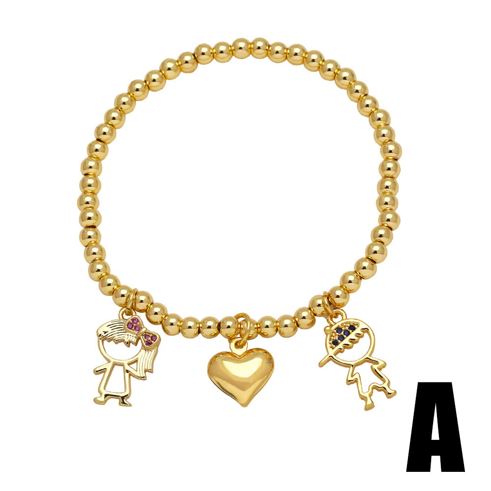 Copper Chain Material 1 Piece Quantity Copper Plating Heart Shape Bracelets
