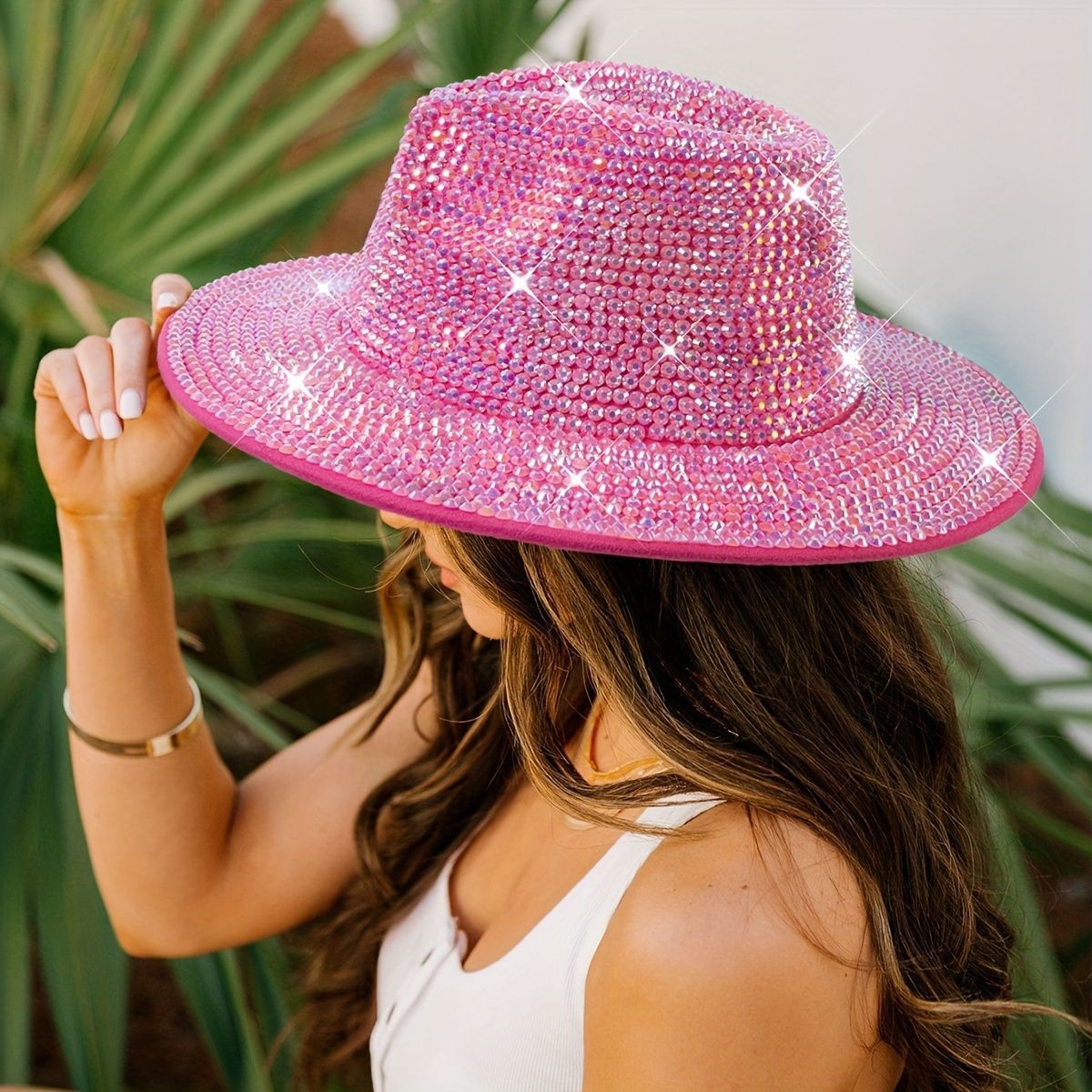 Diamante transfronterizo sombrero de vaquero rhinestone brillante láser sombrero fiesta de baile rendimiento diamante sombrero de jazz