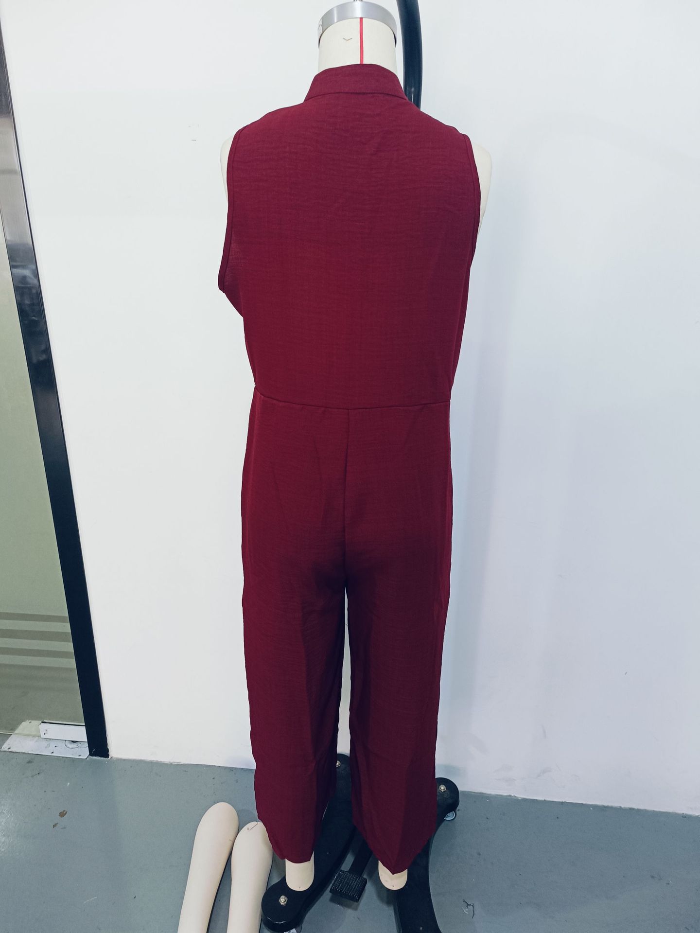 Women's Casual Sleeveless Stand Collar Jumpsuit With Pockets_voghion.com