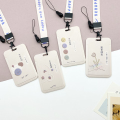 Creative text ID card case with detachable lanyard, work badge, work certificate, student meal card, pick-up card, protective card case