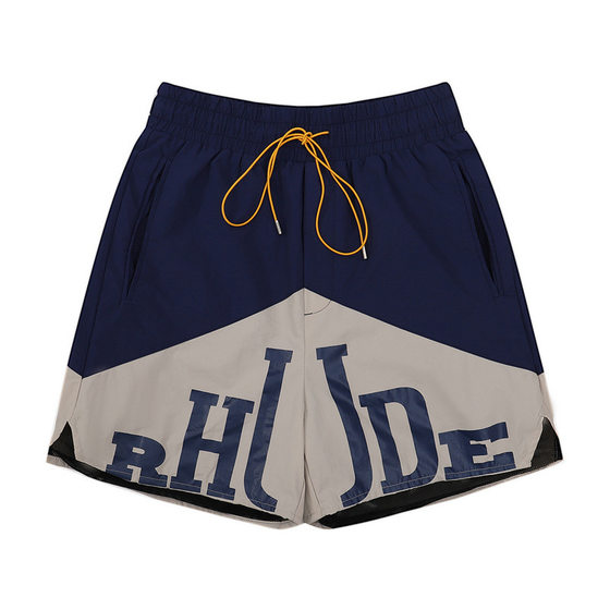 Cross-Border fashion brand RHUDE micro-label printing color matching lace casual shorts men's and women's high street beach sports shorts