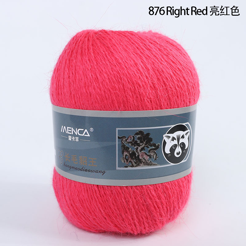 Hilo de lana de visón de lana larga Monopolio de la marca MENCA Hilo de lana de conejo de Angora Hilo de punto hecho a mano de 2 hilos