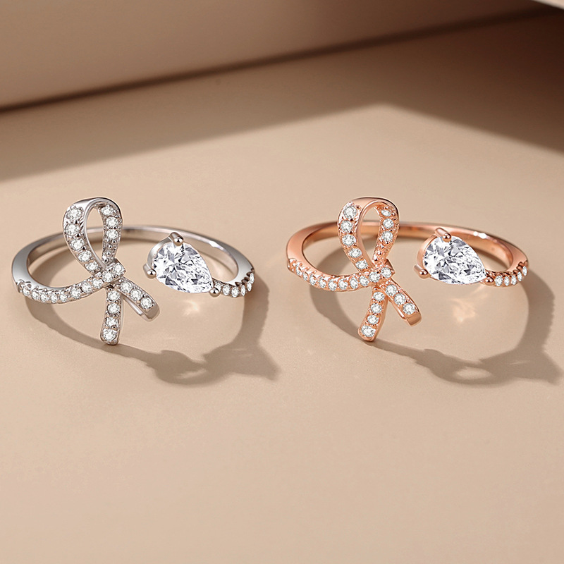 S925 anillo de plata arco estilo coreano fresco lindo anillo femenino abierto nicho alto sentido ins estilo pulsera