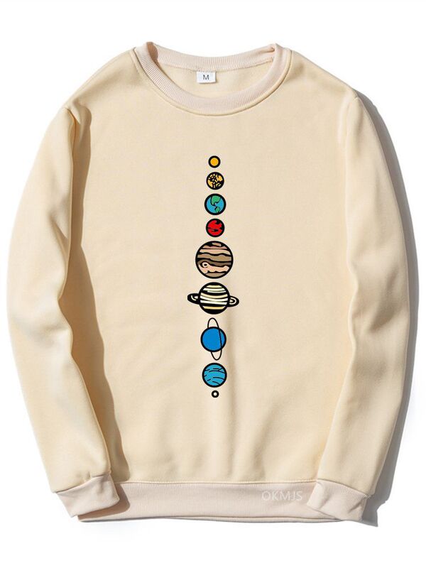 2026 Cross-Border European and American Aliexpress Nine Planets Universe Solar System Unisex Loose Fleece Sweatshirt