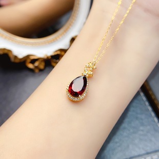 New natural Fanta pendant S925 silver inlaid main stone 8*12mm Joker net red explosions women's jewelry wholesale