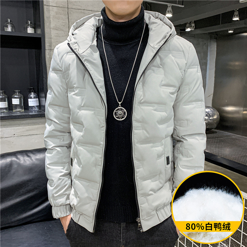 Chaqueta de los hombres 2023 nuevo espesado popular invierno corto pato blanco abajo caliente guapo chaqueta con capucha
