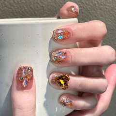 穿戴甲手作高級手工美甲片水鑽爆閃成品30片穿戴假指甲貼片可拆卸