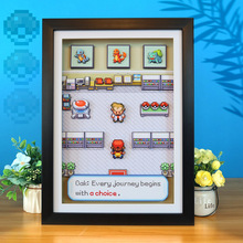 GBA宝可梦口袋妖怪立体画火红叶绿大木博士研究所游戏场景装饰画