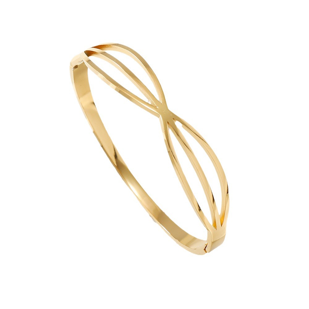 Fashionable titanium steel with non fading hollowed out 8-shaped cross line bracelet bracelet, niche, high-end and_voghion.com