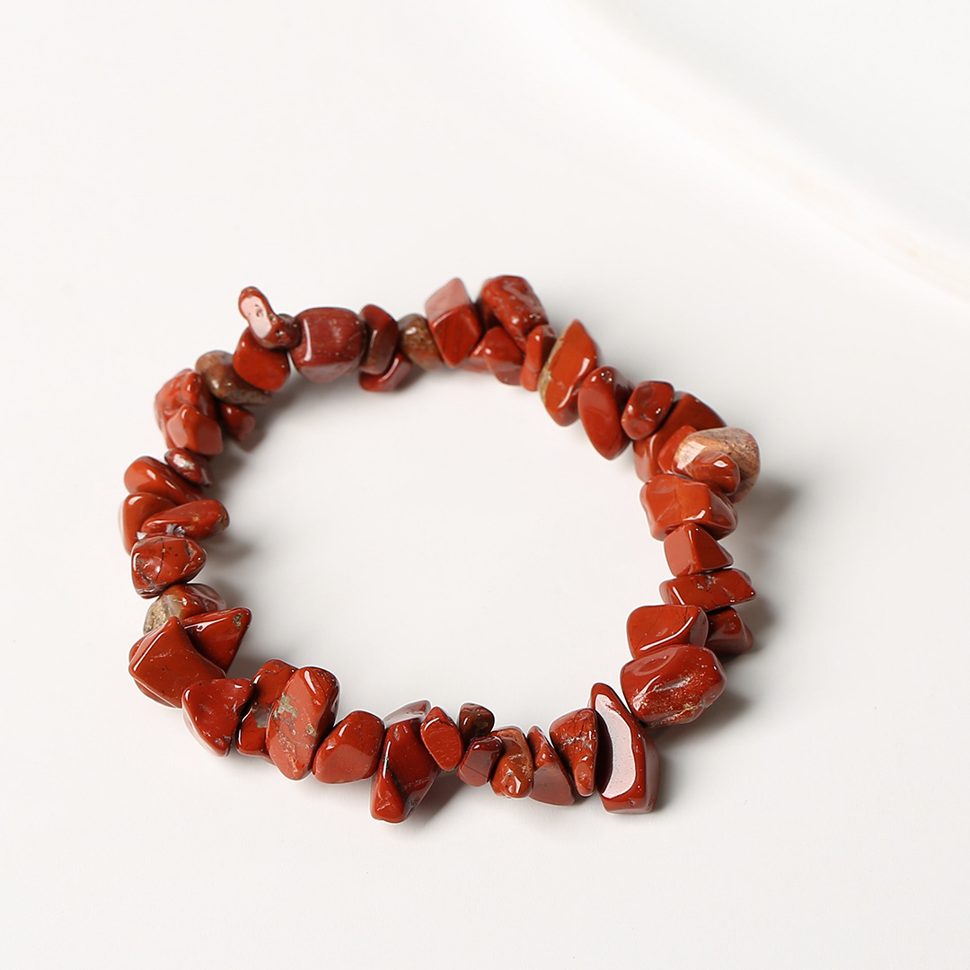 Pulsera de anillo único de piedra de cuartil natural irregular pulsera de cuerda elástica de piedra original estilo fresco simple y versátil