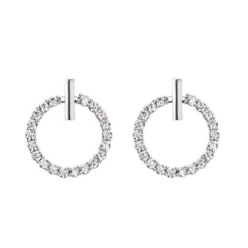 s925 silver needle simple circle small circle full diamond mini earrings small temperament fashion internet celebrity multi-match earrings for women