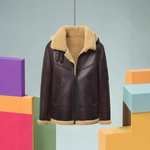 Winter New Men's Original Fur One Merino Thickened Business regular Leather Fur High-end Jacket