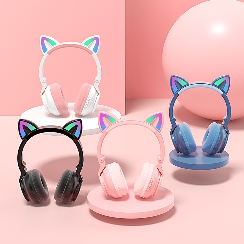 Nuevo lindo macaron gato oído auricular Bluetooth inalámbrico juego de deportes auriculares para Android Apple