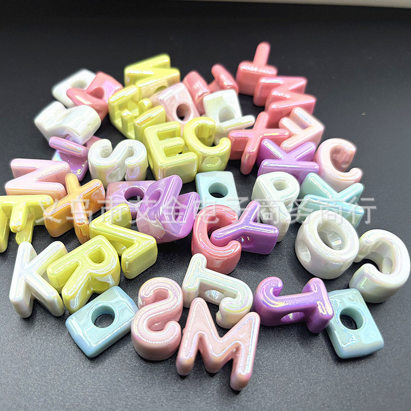 アクリルメッキ UV カラー大穴レタービーズ DIY 手作りビーズペン携帯電話チェーンキーホルダーヘアアクセサリーアクセサリー|undefined