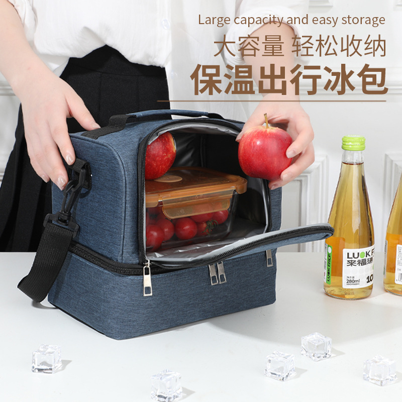 Bolsa de lonchera portátil de gran capacidad Bolsa bento de aislamiento térmico grueso de papel de aluminio con bolsa de arroz Bolsa de picnic al aire libre Bolsa de comida para acampar