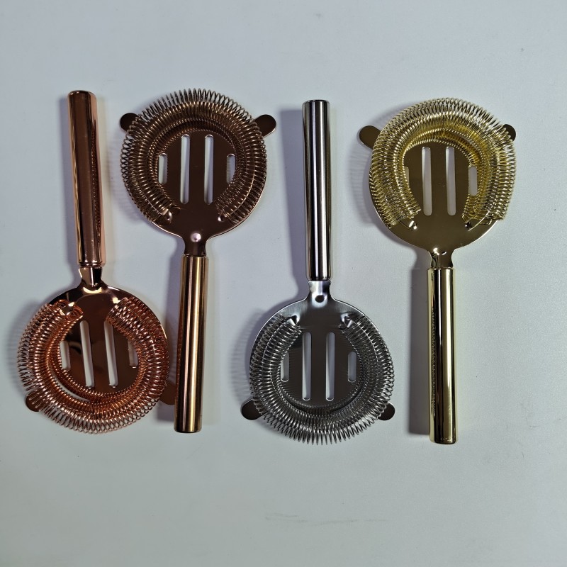 亚马逊批发不锈钢长手柄滤冰隔红酒鸡尾酒滤酒器酒吧工具过滤器