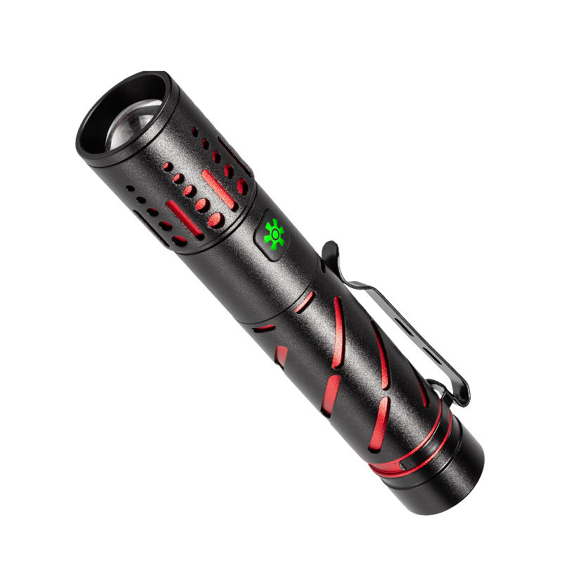 Transfronteriza nueva linterna al aire libre multifunción pluma clip luz de trabajo inteligente pantalla eléctrica iluminación impermeable enfoque retráctil