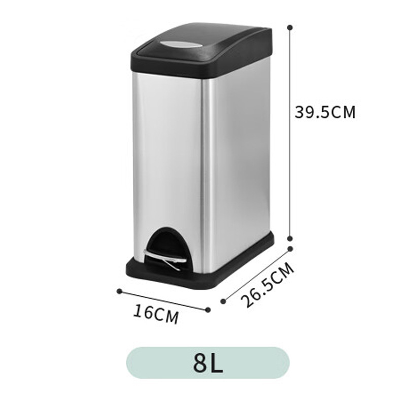Cubo de basura silencioso con pedal para uso doméstico y comercial, con dos o tres compartimentos para la clasificación de residuos, adecuado para el hogar y la oficina, con pedal de descenso lento para la clasificación de residuos de forma ecológica.