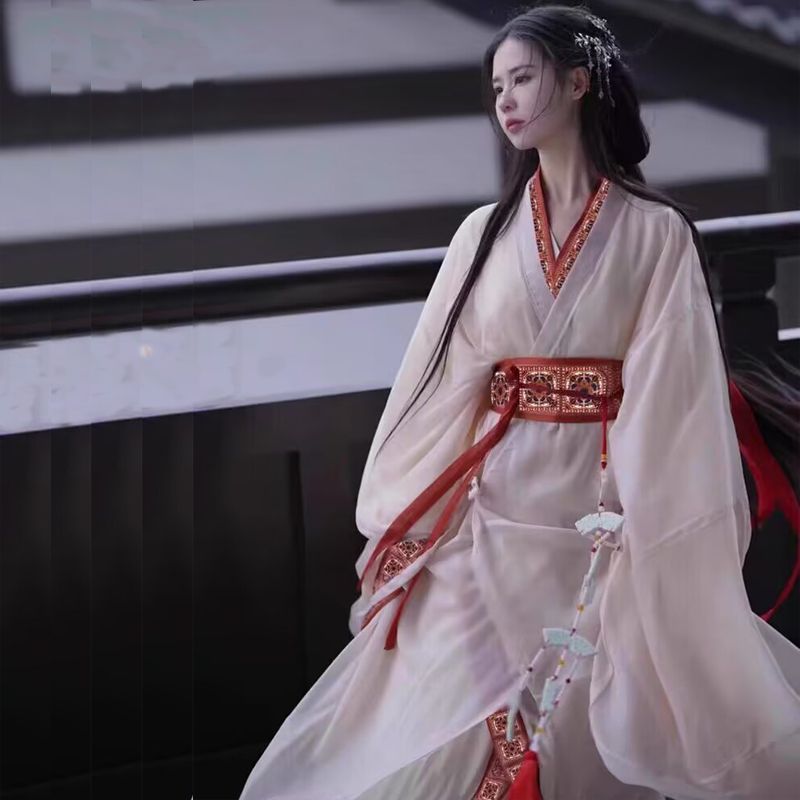 战国袍汉服女成人古装春夏款古风魏晋南北朝直裾套装女款高个子|undefined