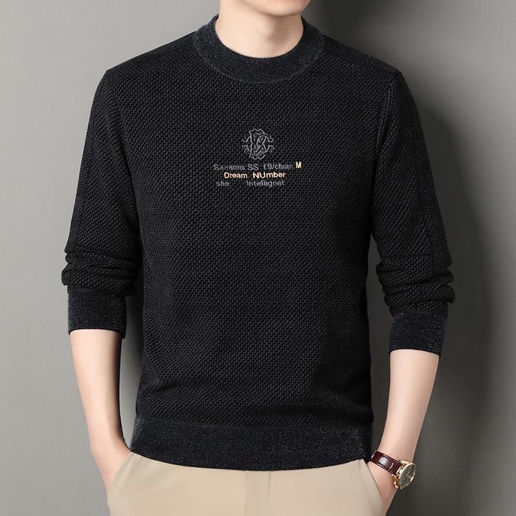 Sweatshirt Ferret Velvet Thickeneded Velvet Knitwear Men's Autumn and Winter Warm Printed Round Neck Casual Bottoming Knitwear