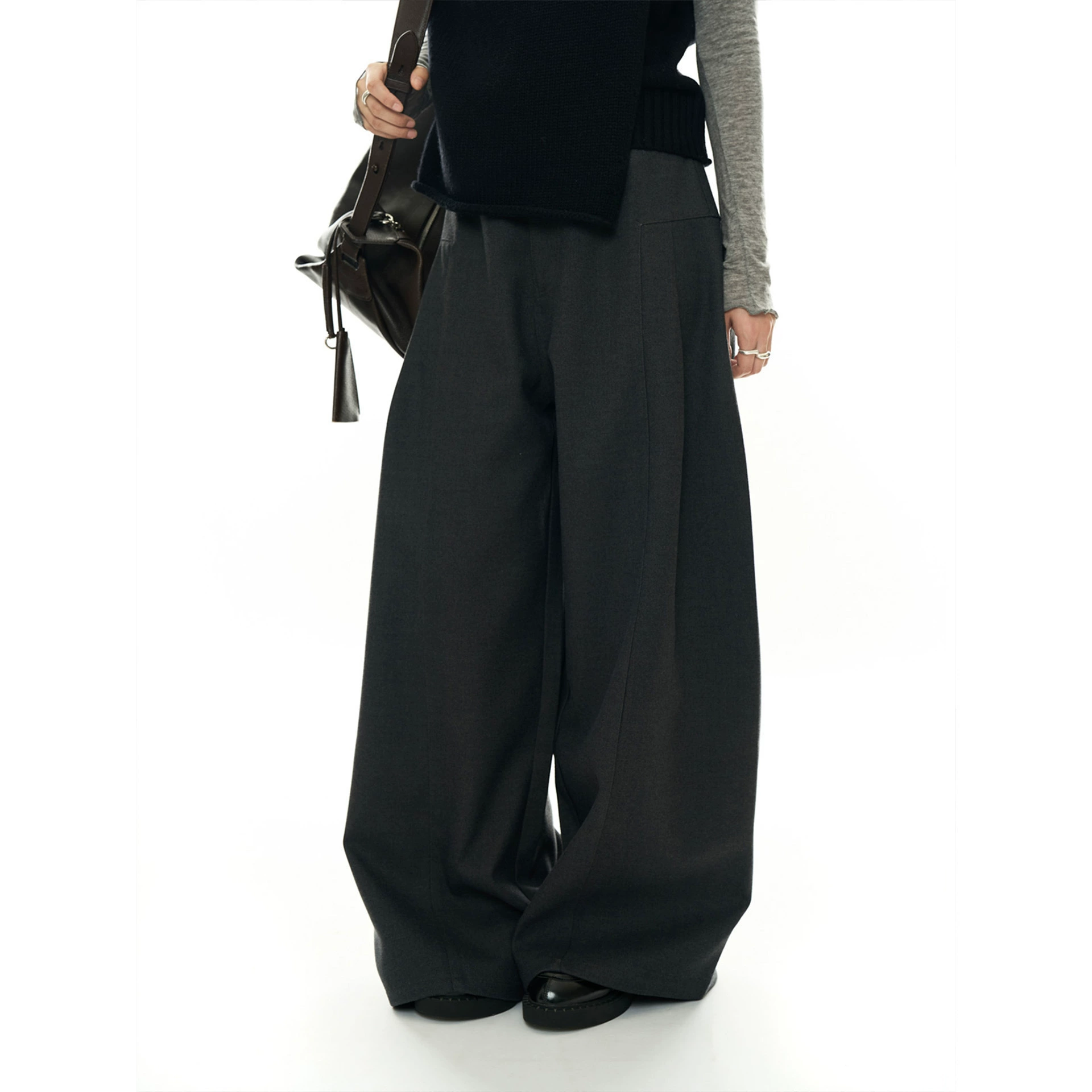 Новые зимние модные широкие брюки в корейском стиле в стиле блоггера с драпировкой, утолщенные и облегающие повседневные брюки для женщин