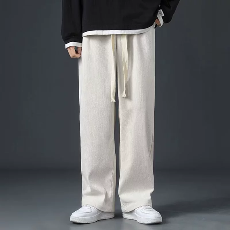 Демисезонные спортивные брюки из вельвета для отдыха, oversize, американский стиль, свободный прямой крой