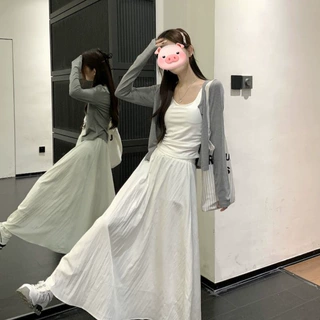灰色休闲开衫上衣女ins2024秋季新款美式修身显瘦短款洋气小外套