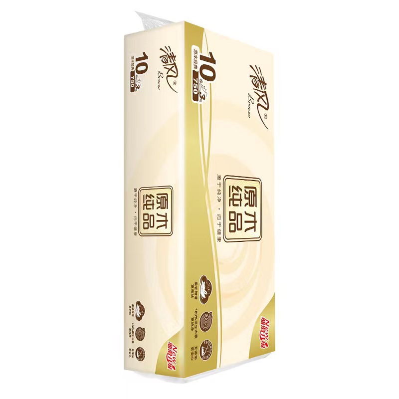Fresh Breeze Paper 3 Layers 270 Sections 12 Rolls Napkin Toilet Paper Household Economy Pack Wholesale and Distribution 