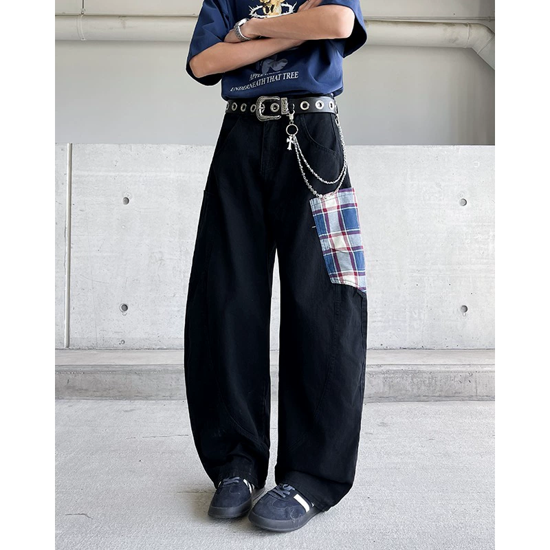 Мужские брюки-карго в клетку с карманами, лето 2025, новые модные брендовые красивые свободные прямые повседневные брюки