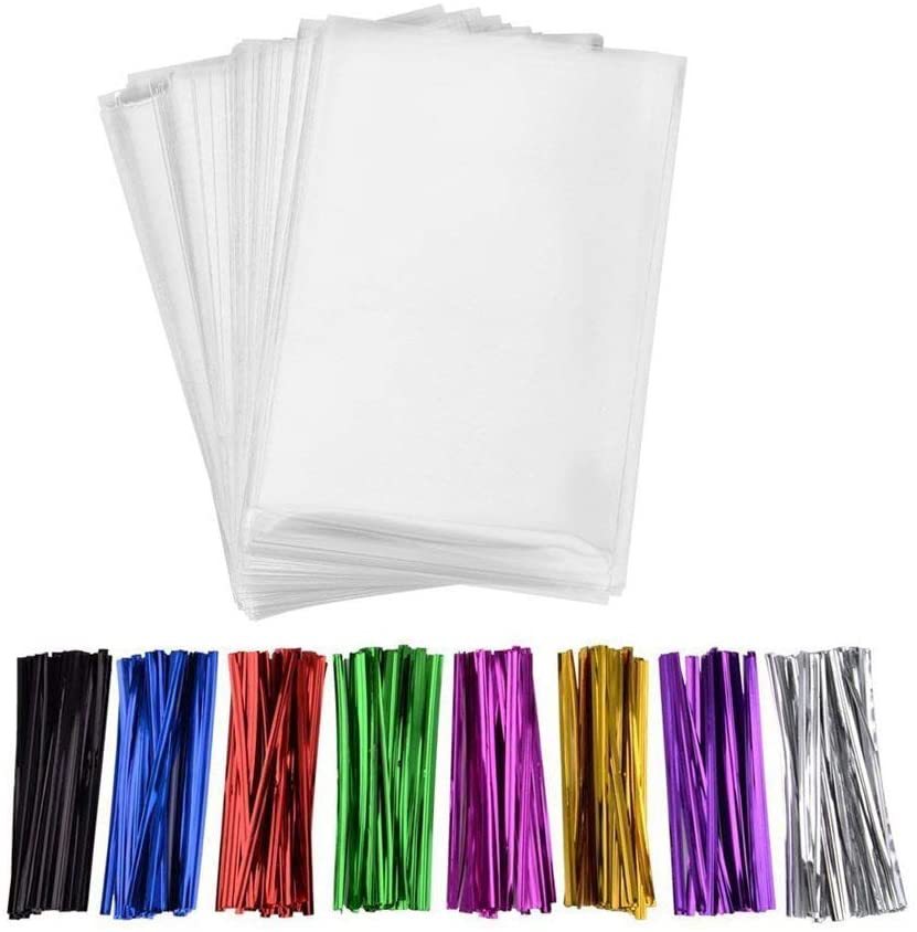 配OPP袋子100根/包金属扎丝面包扎带捆扎绳分装8色twist ties