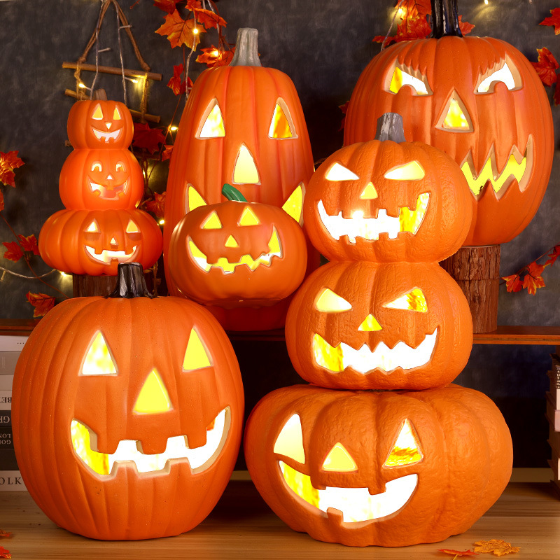 Nueva linterna de calabaza de Halloween, tienda de patio, decoración de escena, decoración, calabaza grande brillante