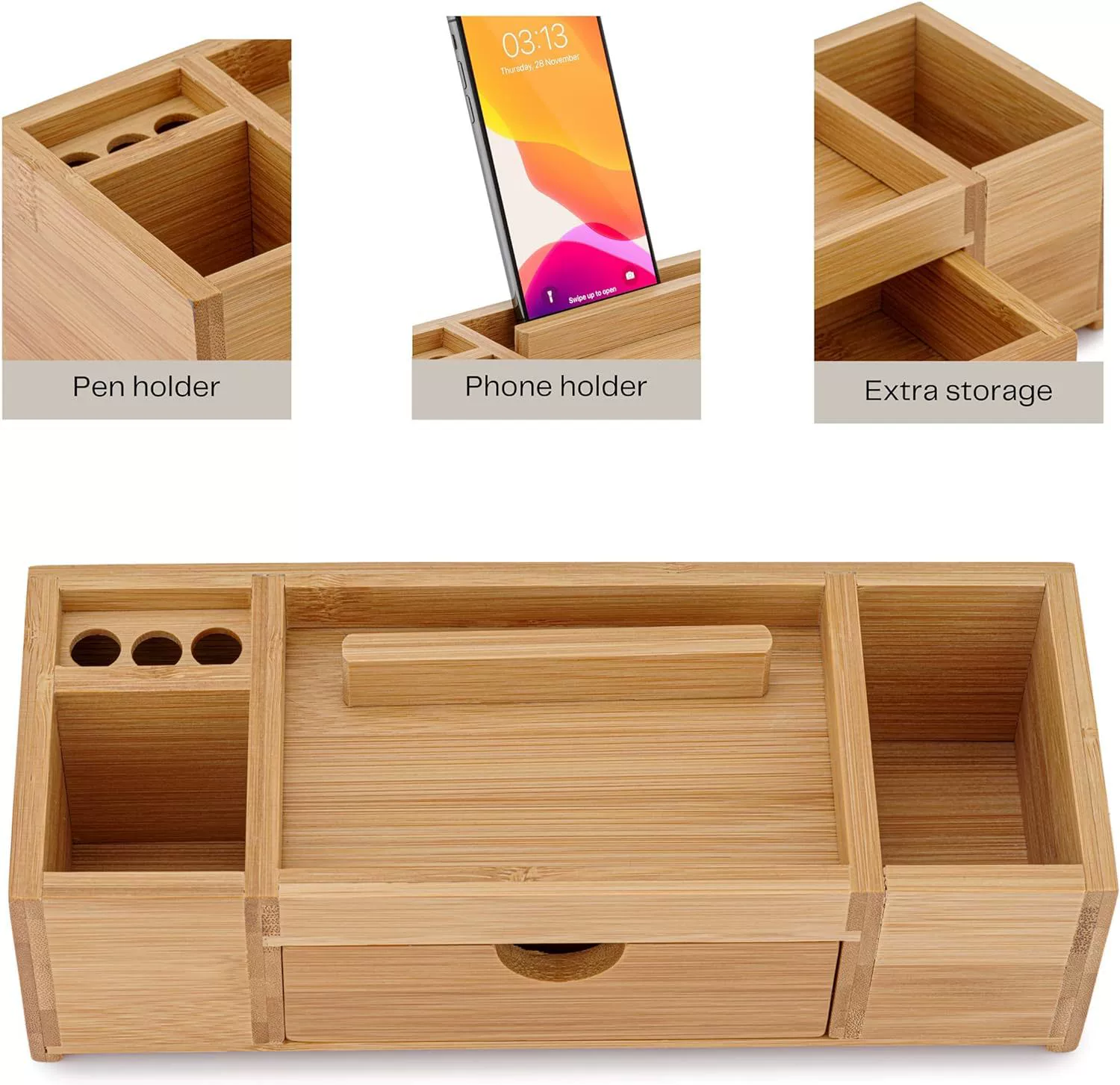 Caoxian бамбук с ящиком настольный органайзер деревянная настольная storage box офис