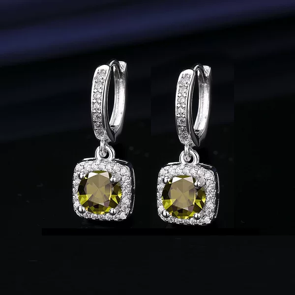 Live Selling Fashion Popular Princess Square Bag 1 karat Imitation Moissanite Silver Earrings Women's Zircon Earrings Earrings