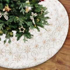 クリスマスの祝日のクリスマスツリーの装飾の木のスカートの白いぬいぐるみのクリスマスの木のスカートの金の明るい銀色の雪のスパンコールの木のスカート