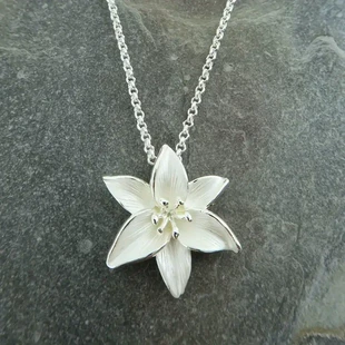 Ф floral подвеска ожерелье, серебристый оттенок, европейский элегантный дизайн, универсальный 15.5×15.2×1.2 см