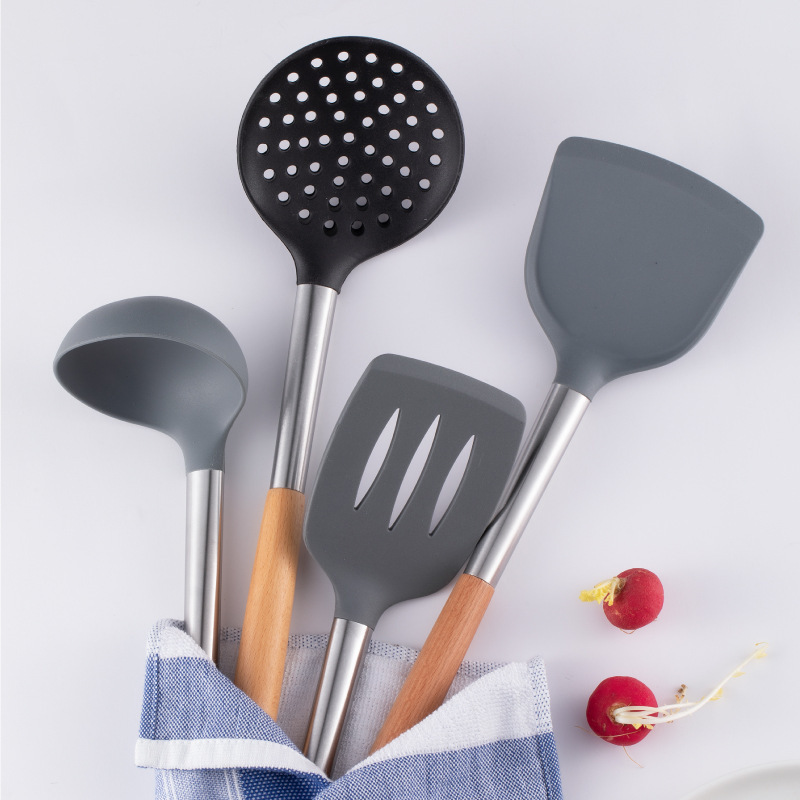 Silicone spatula non-stick pan multi-purpose silicone kitchen spatula for home cooking, heat-resistant food-grade kitchenware set spatula