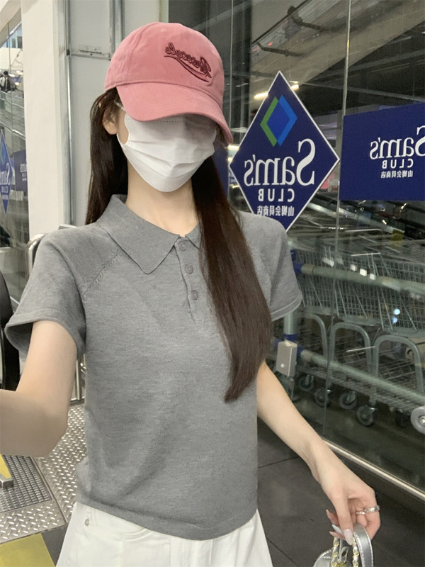 2025新款超好看polo领白色短袖t恤女打底衫内搭小衫上衣|undefined
