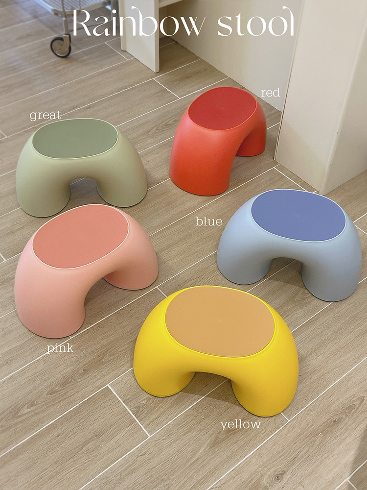 Cute Little Stool for Home Use, Low Stool for Dormitory, Thickened and Sturdy Plastic Footstool for Children and Babies, Living Room Coffee Table Bench
